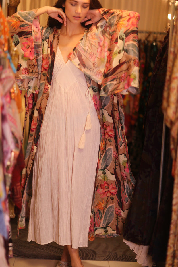 SILK WING KIMONO PINA FLORAL PINKY