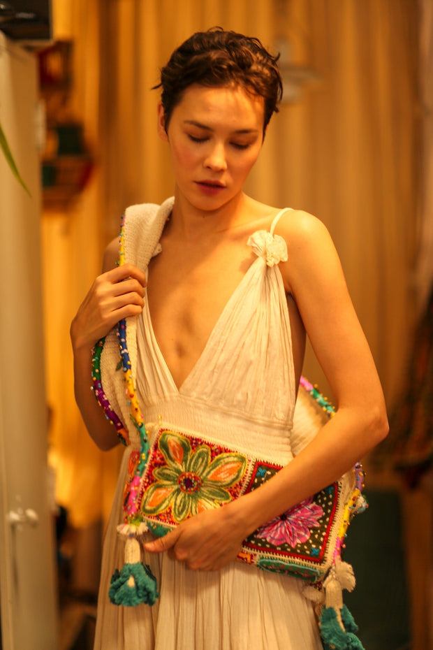 ANOUK EMBROIDERED PATCHWORK BAG - sustainably made MOMO NEW YORK sustainable clothing, bag slow fashion