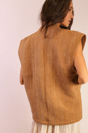 BEIGE KANTHA VEST GIDI - sustainably made MOMO NEW YORK sustainable clothing, slow fashion