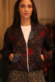 BOMBER JACKET SILK ANCHA DOMI - sustainably made MOMO NEW YORK sustainable clothing, bomberjacket slow fashion