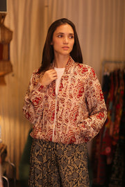 BOMBER JACKET SILK ANCHA MARINI - sustainably made MOMO NEW YORK sustainable clothing, bomberjacket slow fashion