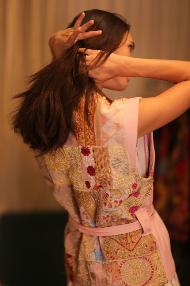 DENIM PATCHWORK VEST - sustainably made MOMO NEW YORK sustainable clothing, denim slow fashion