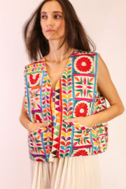 EMBROIDERED COTTON VEST TEKEL - sustainably made MOMO NEW YORK sustainable clothing, Jacket slow fashion