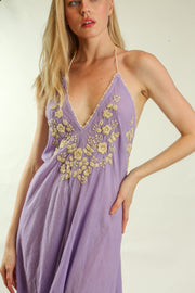 EMBROIDERED KAFTAN DRESS SHERESE - sustainably made MOMO NEW YORK sustainable clothing, new slow fashion