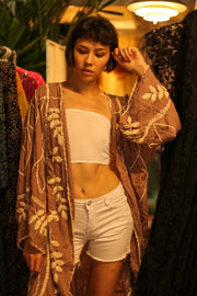 EMBROIDERED KIMONO GINEVRA - sustainably made MOMO NEW YORK sustainable clothing, Kimono slow fashion