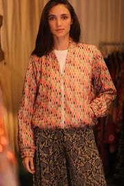 EMBROIDERED SILK BOMBER JACKET ANCHA CASEY - sustainably made MOMO NEW YORK sustainable clothing, bomberjacket slow fashion