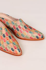 EMBROIDERED WESTERN HEEL MULES TAHIA - sustainably made MOMO NEW YORK sustainable clothing, mules slow fashion