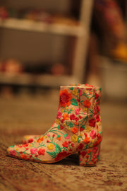 FLOWER EMBROIDERED SILK BOOTS NIKIO - sustainably made MOMO NEW YORK sustainable clothing, boots slow fashion