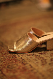 GLITTER GOLD HEELED MULES - sustainably made MOMO NEW YORK sustainable clothing, new slow fashion