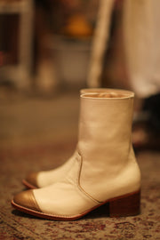 GOLD CAP CREAM BOOTS REYAL - sustainably made MOMO NEW YORK sustainable clothing, boots slow fashion