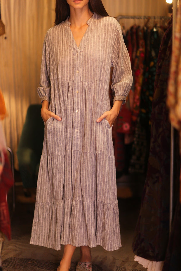 HANDWOVEN COTTON DRESS SUSIE MIA - sustainably made MOMO NEW YORK sustainable clothing, bestseller slow fashion