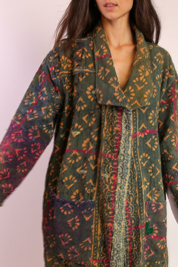 KANTHA COAT JACKET MIMARI - sustainably made MOMO NEW YORK sustainable clothing, slow fashion