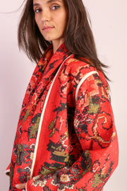 RED KANTHA JACKET COAT IMRA - sustainably made MOMO NEW YORK sustainable clothing, Coat slow fashion