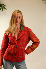 RED KANTHA JACKET ORISA - sustainably made MOMO NEW YORK sustainable clothing, new slow fashion