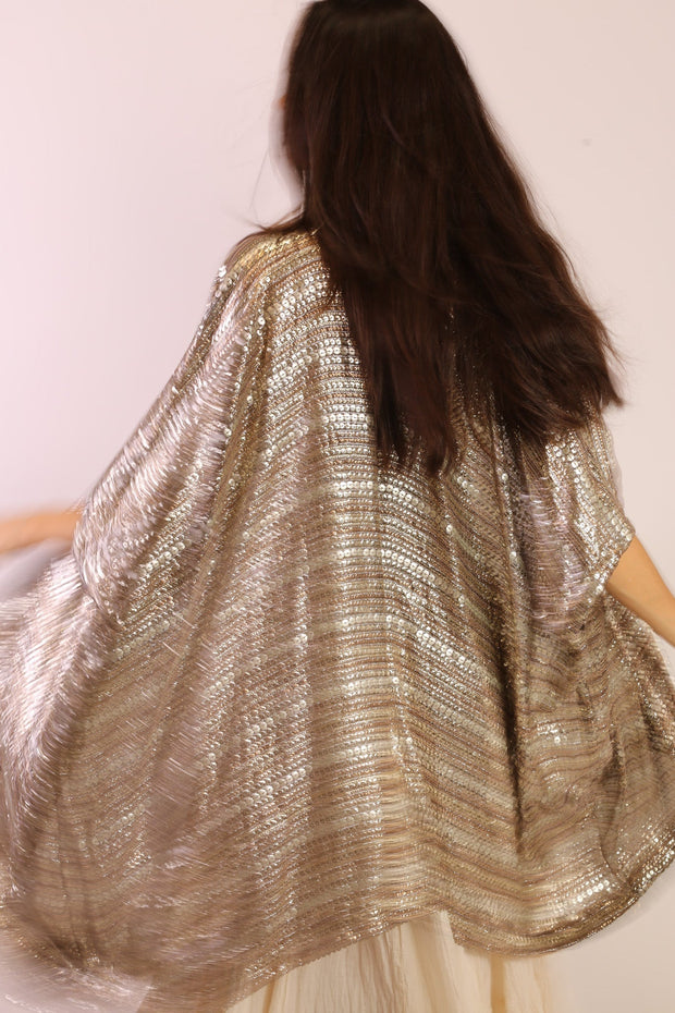 SEQUIN EMBROIDERED SHORT KIMONO MIDI - sustainably made MOMO NEW YORK sustainable clothing, new slow fashion