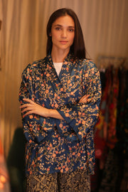 SHORT EMBROIDERED SILK KIMONO ANNA - sustainably made MOMO NEW YORK sustainable clothing, kimono slow fashion