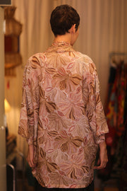 SHORT SILK EMBROIDERED KIMONO LINDA - sustainably made MOMO NEW YORK sustainable clothing, kimono slow fashion