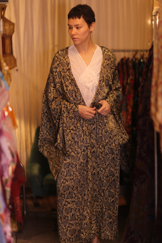 SIL WING KIMONO PINA CUSTARD APPLE YELLOW - sustainably made MOMO NEW YORK sustainable clothing, handmade slow fashion