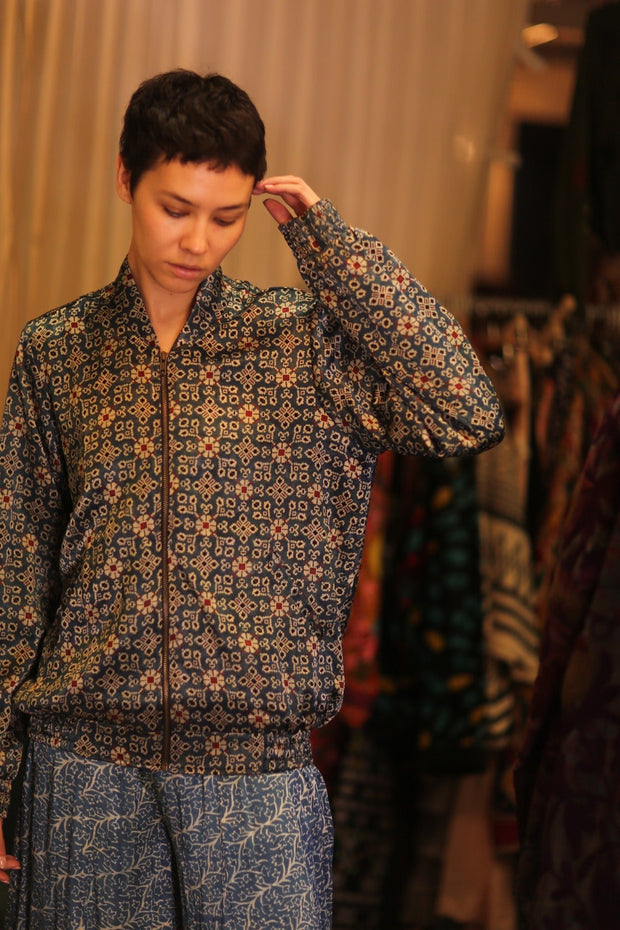 SILK BOMBER JACKET ANCHA LANA - sustainably made MOMO NEW YORK sustainable clothing, coatandjacket slow fashion