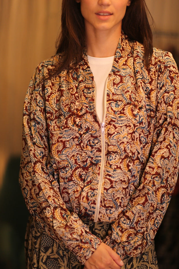 SILK BOMBER JACKET ANCHA LIONA - sustainably made MOMO NEW YORK sustainable clothing, coatandjacket slow fashion
