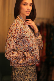SILK BOMBER JACKET ANCHA LIONA - sustainably made MOMO NEW YORK sustainable clothing, coatandjacket slow fashion