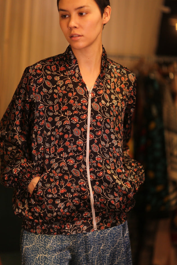 SILK BOMBER JACKET ANCHA TRIXIE - sustainably made MOMO NEW YORK sustainable clothing, coatandjacket slow fashion