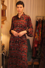 SILK BUTTON DOWN DRESS RUTH JADE - sustainably made MOMO NEW YORK sustainable clothing, Boho Chic Dress slow fashion