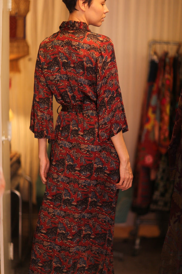 SILK BUTTON DOWN DRESS RUTH JADE - sustainably made MOMO NEW YORK sustainable clothing, Boho Chic Dress slow fashion