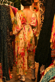 SILK DRESS PINA FLORAL - sustainably made MOMO NEW YORK sustainable clothing, dress slow fashion