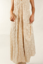 SILK EMBROIDERED DRESS SAGI - sustainably made MOMO NEW YORK sustainable clothing, dress slow fashion