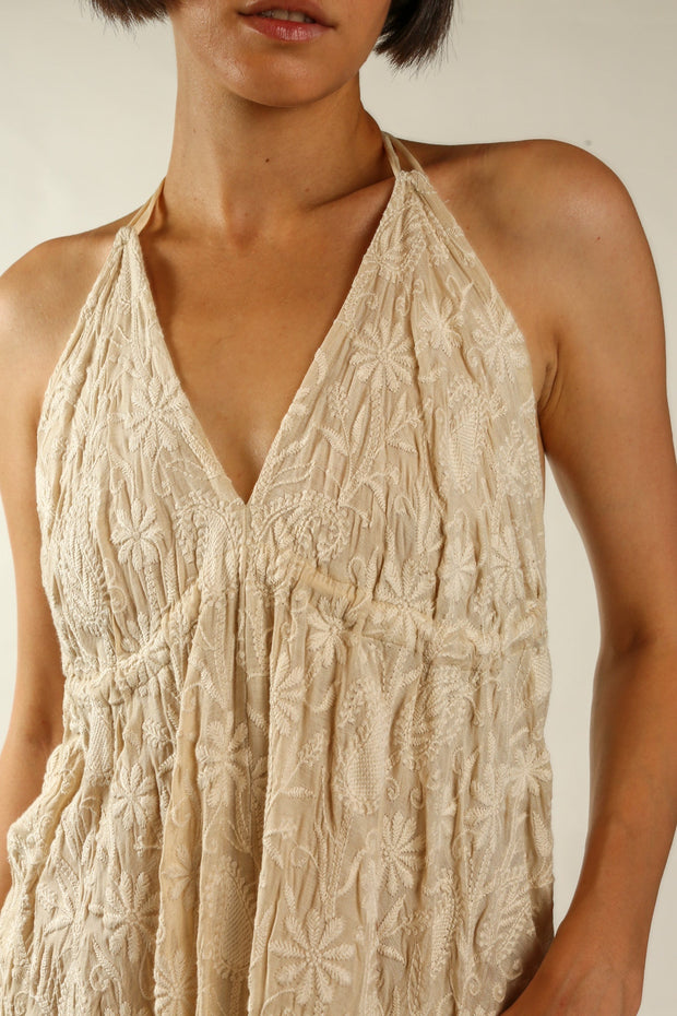 SILK EMBROIDERED DRESS SAGI - sustainably made MOMO NEW YORK sustainable clothing, dress slow fashion