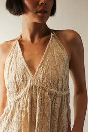 SILK EMBROIDERED DRESS SAGI - sustainably made MOMO NEW YORK sustainable clothing, dress slow fashion