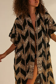 SILK EMBROIDERED KIMONO LOPE - sustainably made MOMO NEW YORK sustainable clothing, kimono slow fashion