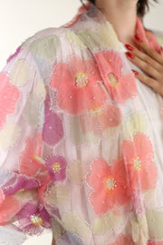 SILK FLOWER EMBELLISHED KIMONO ULISA - sustainably made MOMO NEW YORK sustainable clothing, Kimono slow fashion