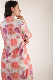 SILK FLOWER EMBELLISHED KIMONO ULISA - sustainably made MOMO NEW YORK sustainable clothing, Kimono slow fashion