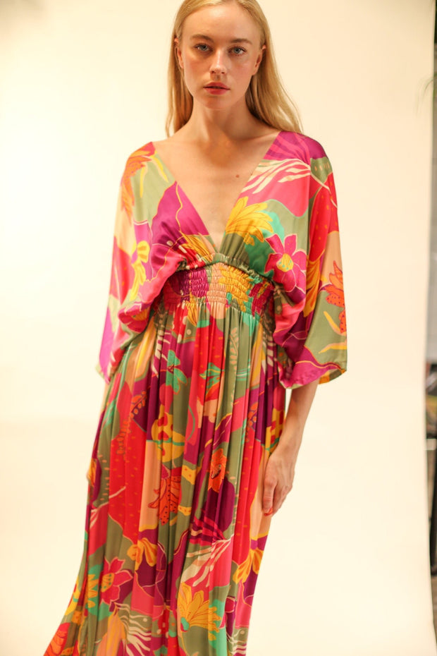 SILK KAFTAN DRESS HILLARY - sustainably made MOMO NEW YORK sustainable clothing, slow fashion