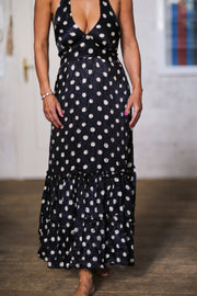 SILK POLKA DOT DRESS AGATA - sustainably made MOMO NEW YORK sustainable clothing, dress slow fashion