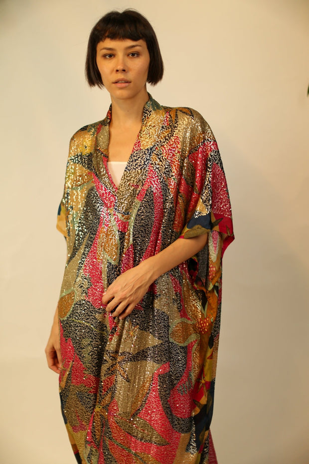 SILK SEQUIN EMBROIDERED KIMONO AVAPOEL - sustainably made MOMO NEW YORK sustainable clothing, slow fashion