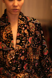 VELVET EMBROIDERED KIMONO SANNY - sustainably made MOMO NEW YORK sustainable clothing, coatandjacket slow fashion