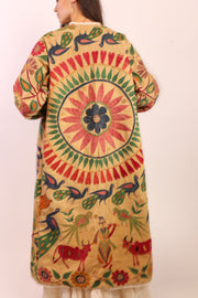 VINTAGE EMBROIDERED COAT DUSTER KARNA - sustainably made MOMO NEW YORK sustainable clothing, slow fashion