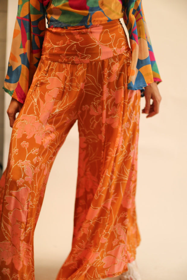 WIDE LEG SILK PANTS RUBY - sustainably made MOMO NEW YORK sustainable clothing, new slow fashion