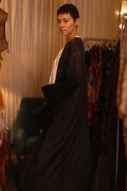 WING KIMONO PINA SOLID BLACK - sustainably made MOMO NEW YORK sustainable clothing, handmade slow fashion
