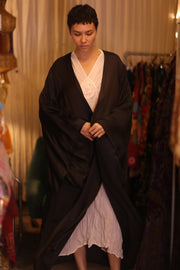 WING KIMONO PINA SOLID BLACK - sustainably made MOMO NEW YORK sustainable clothing, handmade slow fashion