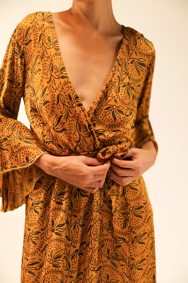 WRAP SILK DRESS KIMONO DAGMARA - sustainably made MOMO NEW YORK sustainable clothing, dress slow fashion