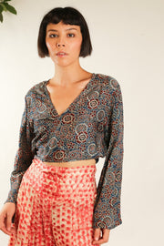 WRAP SILK TOP CELINA - sustainably made MOMO NEW YORK sustainable clothing, new slow fashion