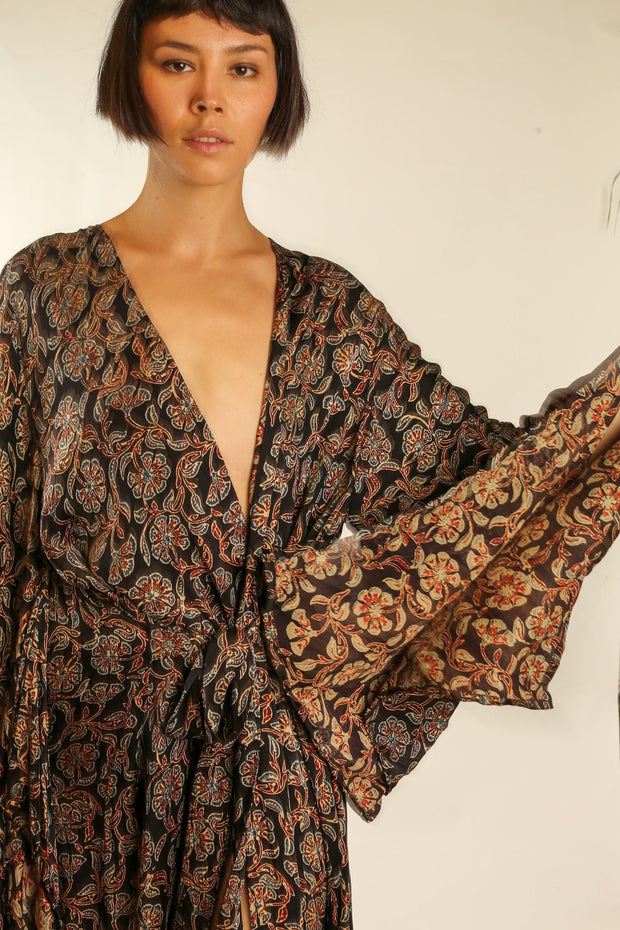 XL SILK KIMONO ADELLA - sustainably made MOMO NEW YORK sustainable clothing, slow fashion