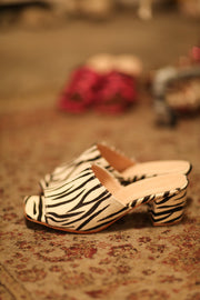 ZEBRA PRINT HEELED MULES - sustainably made MOMO NEW YORK sustainable clothing, new slow fashion