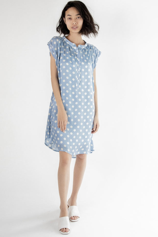 Amanda Modal Silk Polka Dot Dress - sustainably made MOMO NEW YORK sustainable clothing, cotton slow fashion