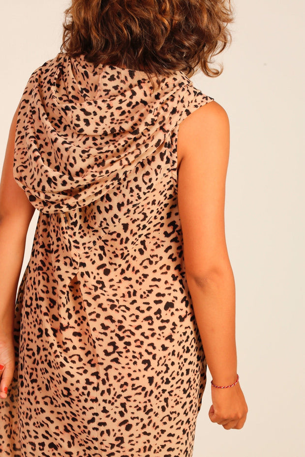 ANIMAL PRINT HOODIE DRESS - sustainably made MOMO NEW YORK sustainable clothing, dress slow fashion