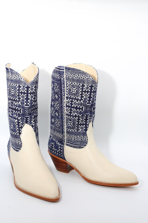 BATIK INDIGO WESTERN BOOTS MOLI - sustainably made MOMO NEW YORK sustainable clothing, boots slow fashion